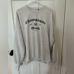 THE LAUNDRY ROOM CHAMPAGNE GANG LIGHT GRAY CREWNECK SWEATSHIRT OVERSIZED SMALL